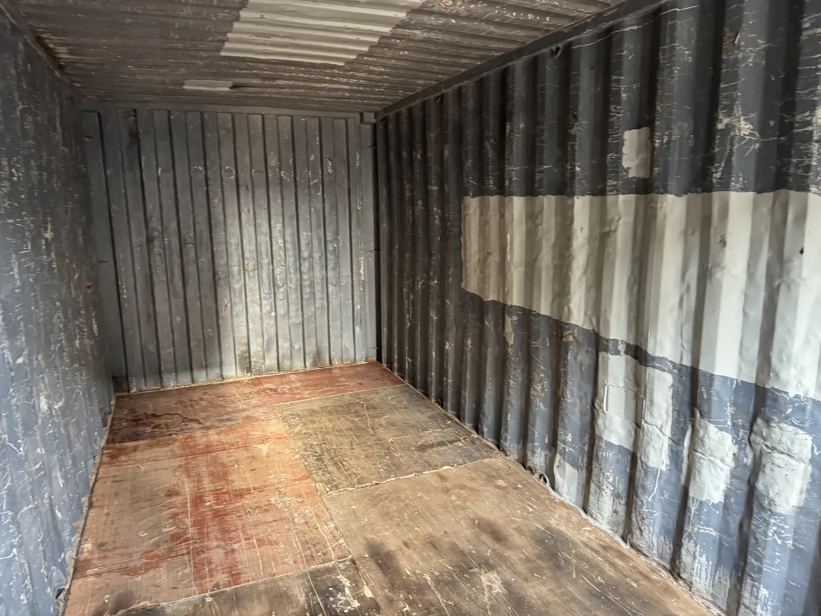 Marine ply floor inside a checked container in Mackay